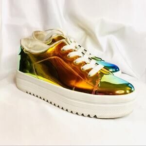 Green Holographic Platform Sneakers Dalia-1